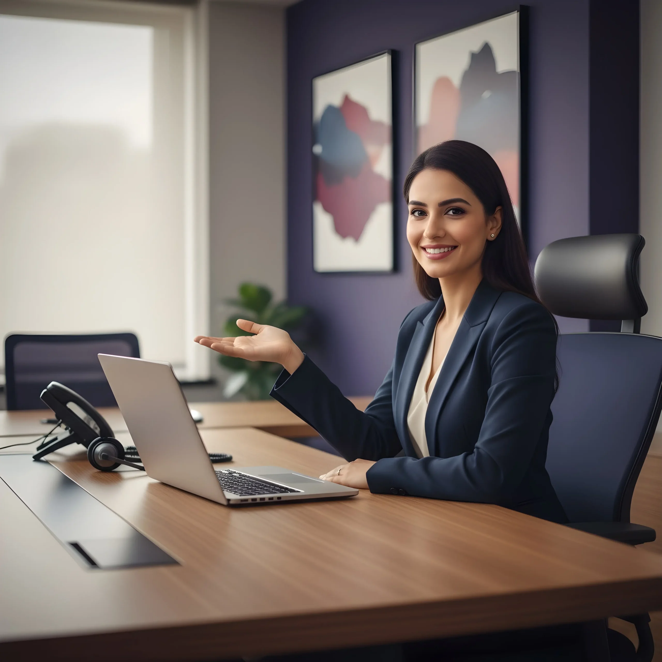 Professional consultation setup showing Tehmina ready to help clients