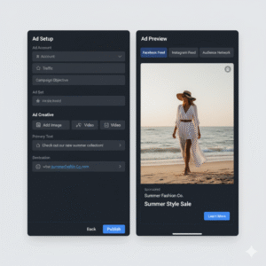 "Screenshot of the Meta Business Suite Ad Manager dashboard, displaying the Campaigns list. The table shows key performance metrics for various campaigns, including 'Delivery' status (e.g., Active, Paused, Draft), 'Results' (e.g., Purchases: 1.2K, Link Clicks: 15K), 'Amount Spent', and 'Schedule'. Campaigns like 'Summer Sale 2024' are listed with their corresponding data."