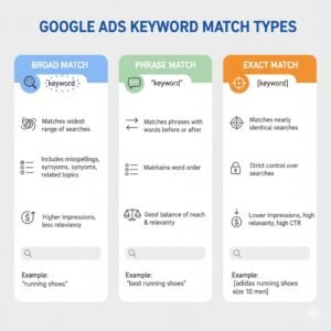 “Comparison of Google Ads keyword match types.”